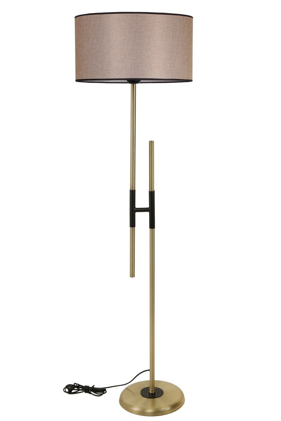 Candeeiro de Pé – 165 cm – Vime Escuro – Metal com revestimento cromado