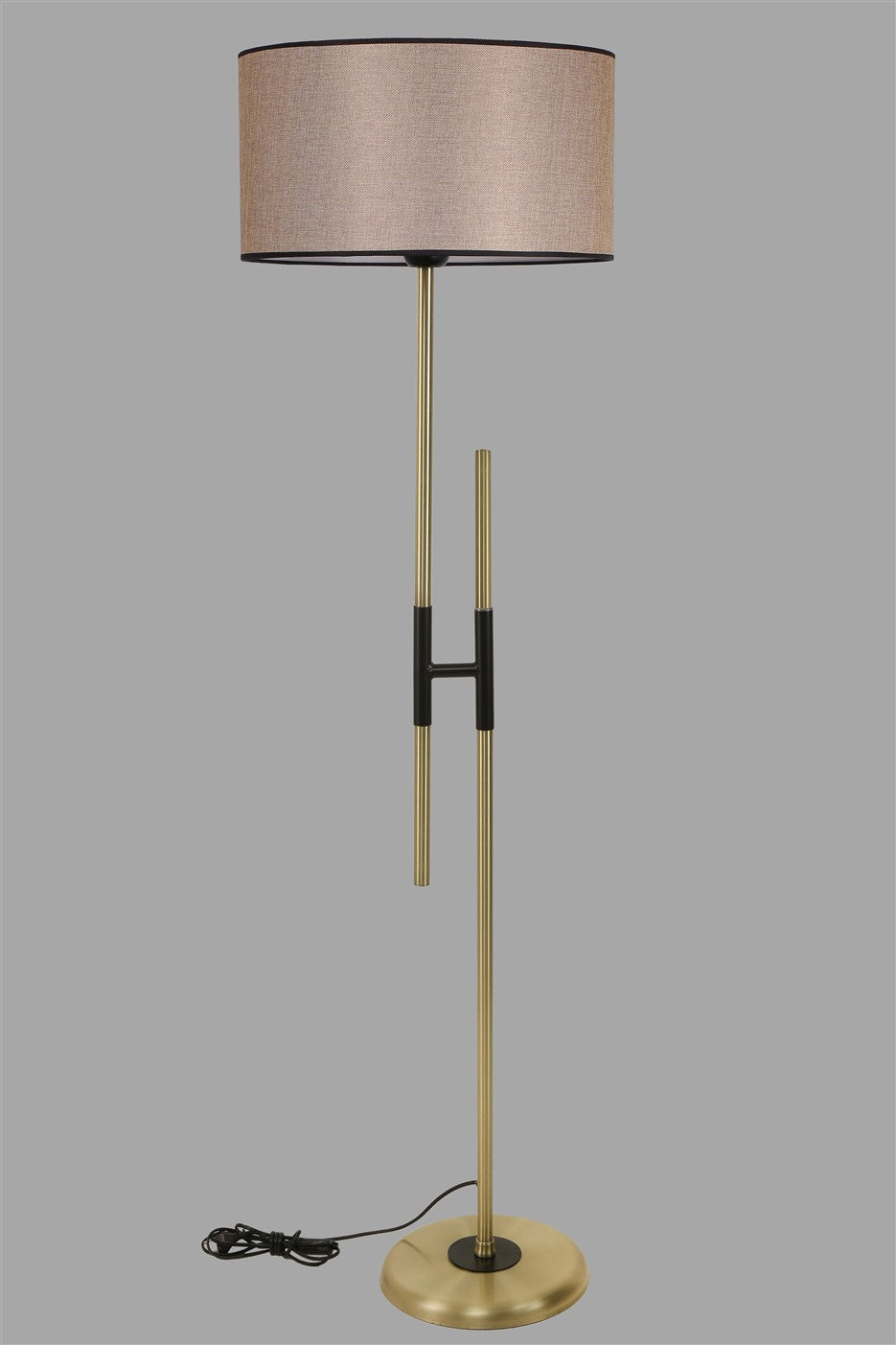 Candeeiro de Pé – 165 cm – Vime Escuro – Metal com revestimento cromado