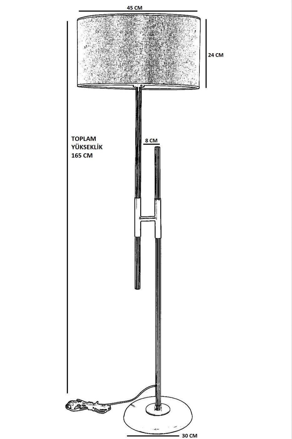 Candeeiro de Pé – 165 cm – Vime – Metal