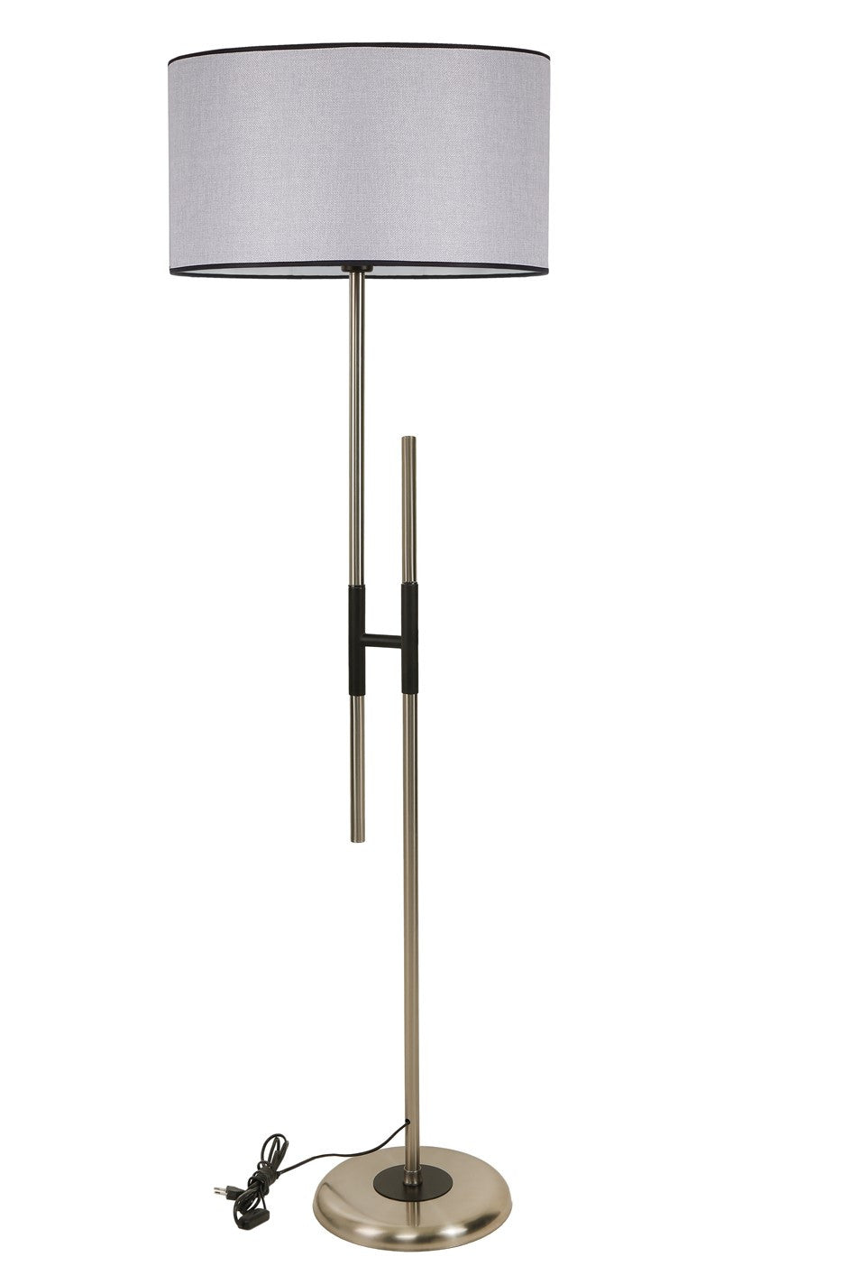 Candeeiro de Pé – 165 cm – Cinza Claro – Metal e Tecido