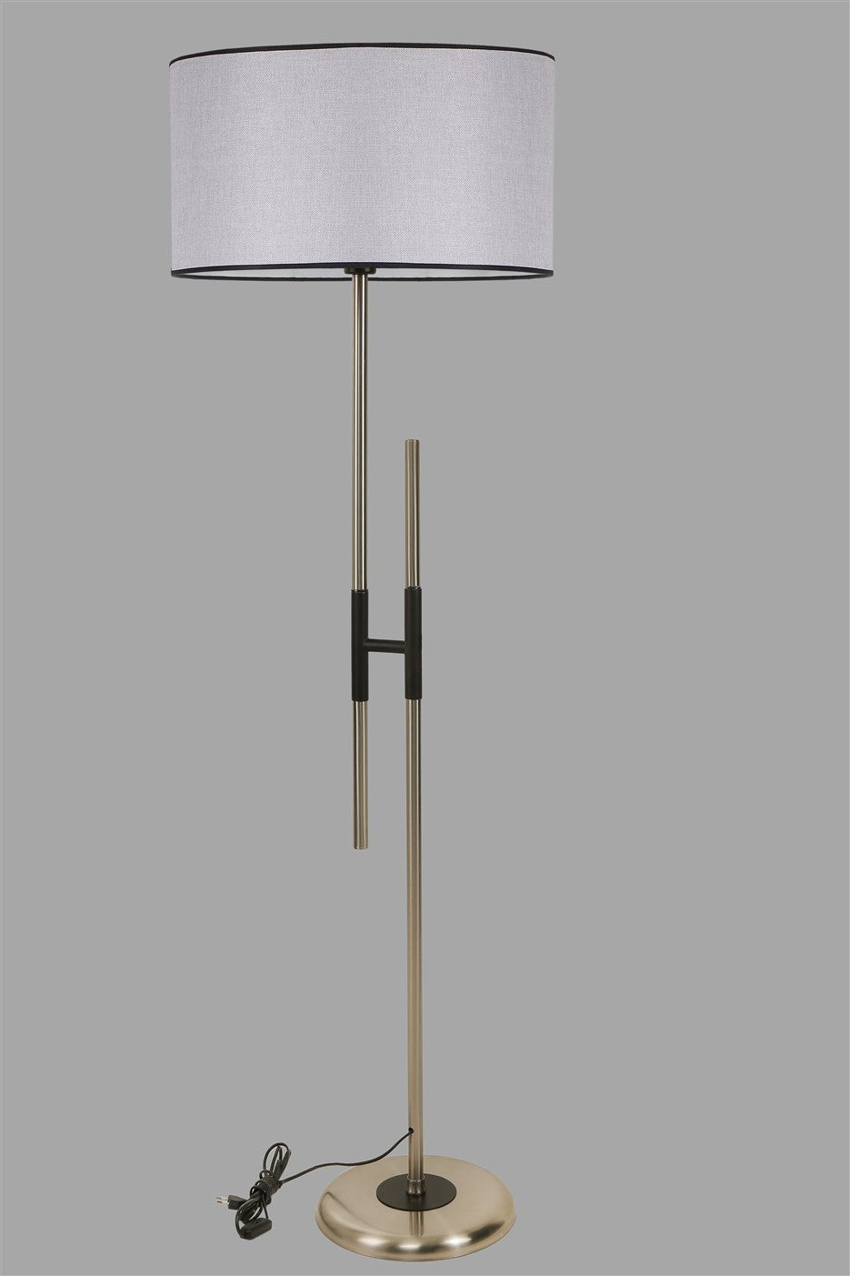 Candeeiro de Pé – 165 cm – Cinza Claro – Metal e Tecido
