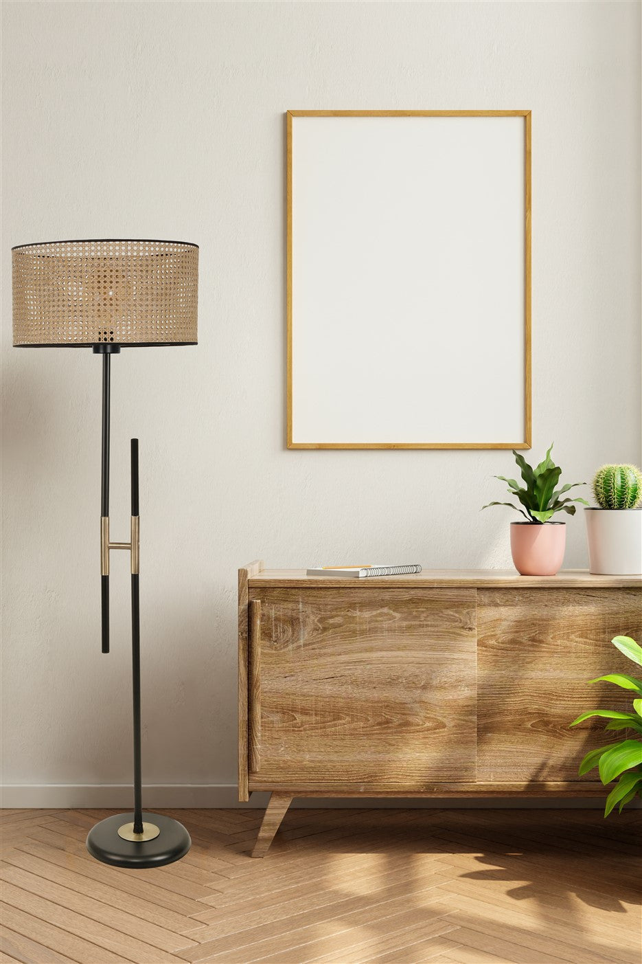 Candeeiro de Pé – 165 cm – Vime – Metal