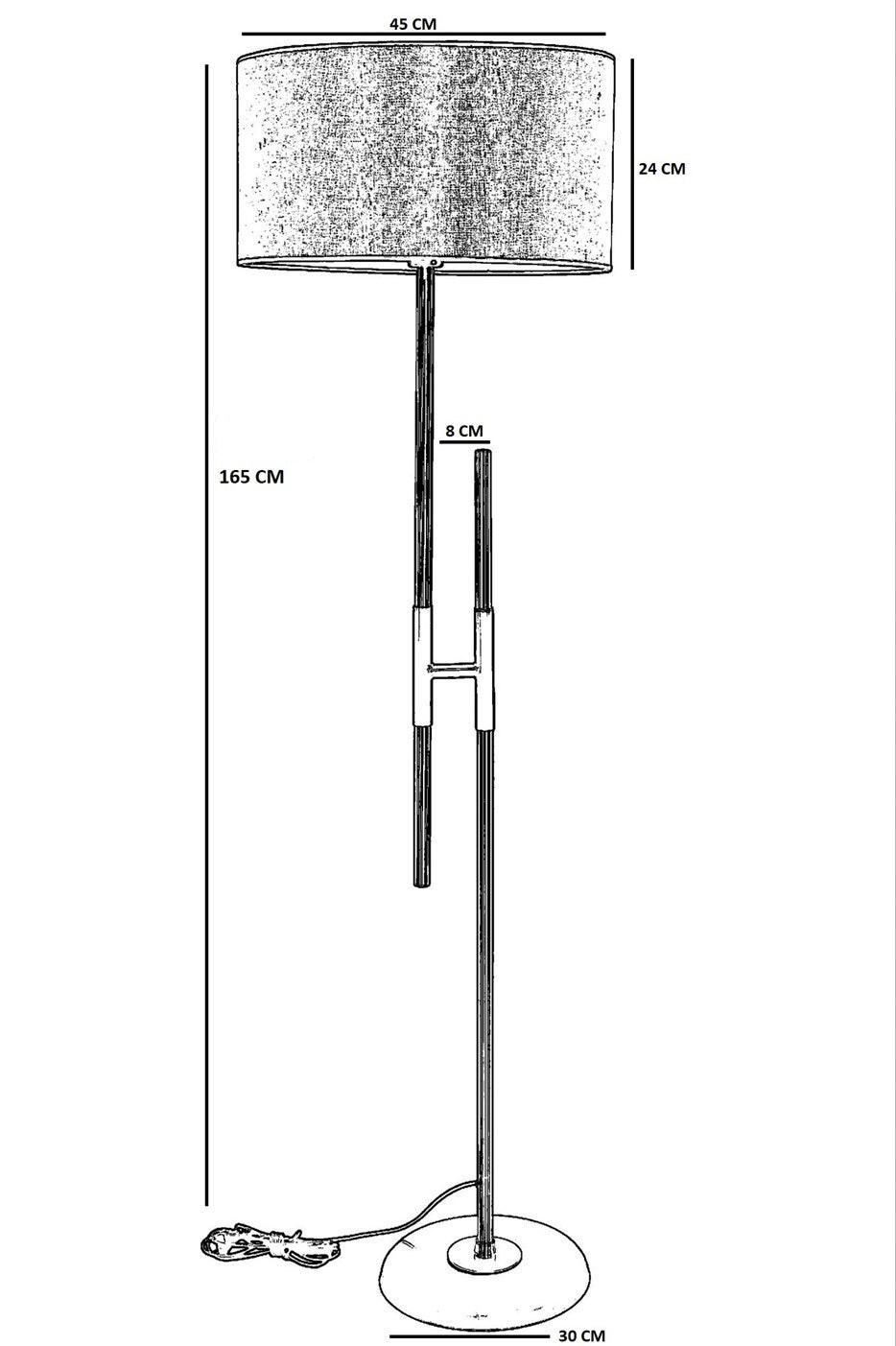 Candeeiro de Pé – 165 cm – Vime – Metal