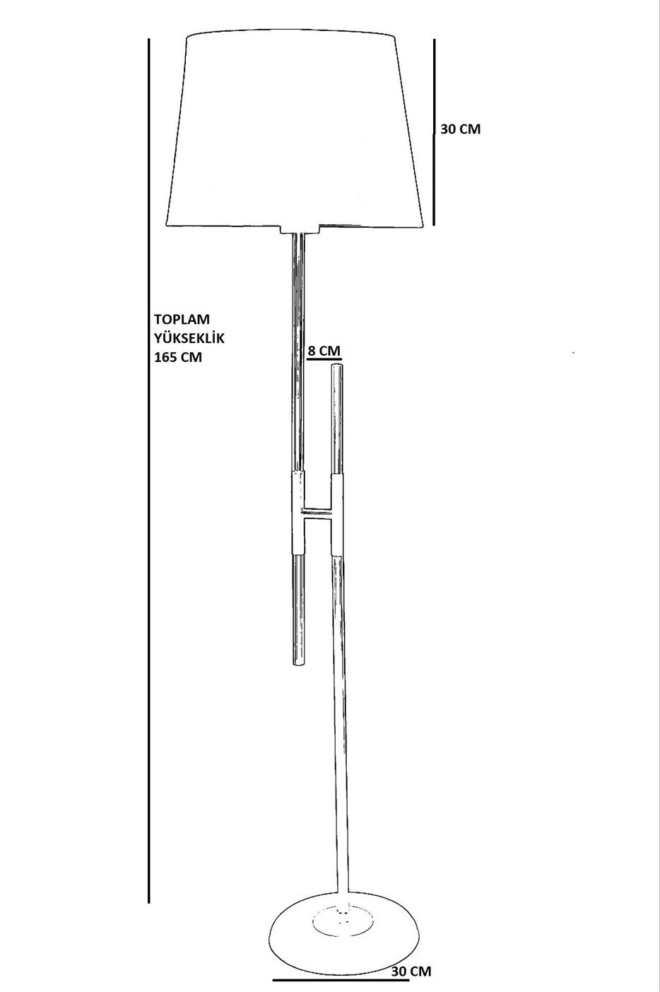 Candeeiro de Pé – 165 cm – Preto – Metal com revestimento cromado