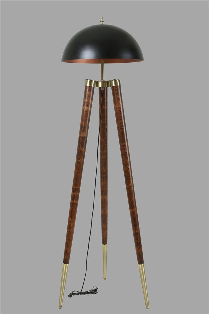 Candeeiro de Pé – 165 cm – Preto e Nogueira – Carpe e Metal