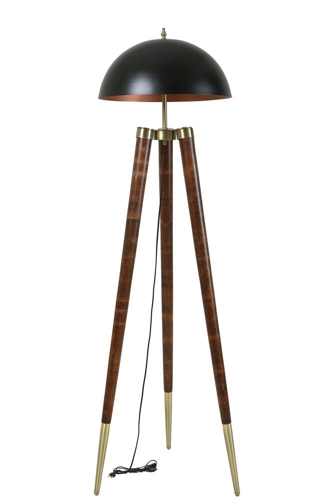Candeeiro de Pé – 165 cm – Preto e Nogueira – Carpe e Metal