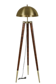 Candeeiro de Pé – 165 cm – Dourado e Noz – Madeira e Metal