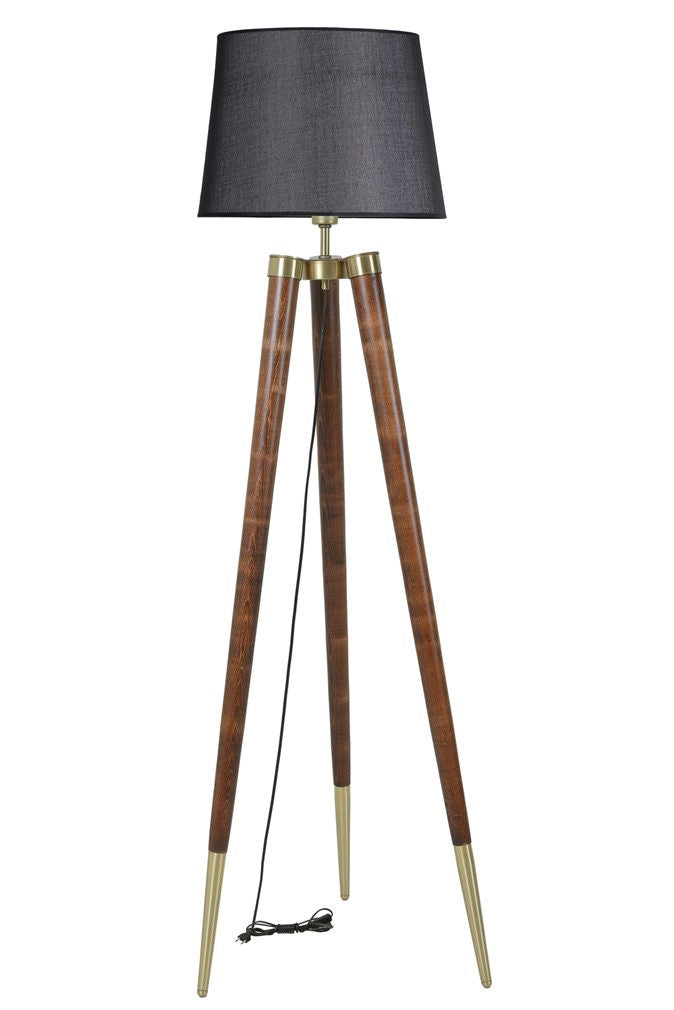 Candeeiro de Pé – 165 cm – Preto e Nogueira – Hornbeam e Tecido