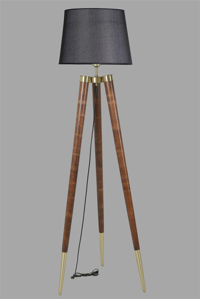 Candeeiro de Pé – 165 cm – Preto e Nogueira – Hornbeam e Tecido