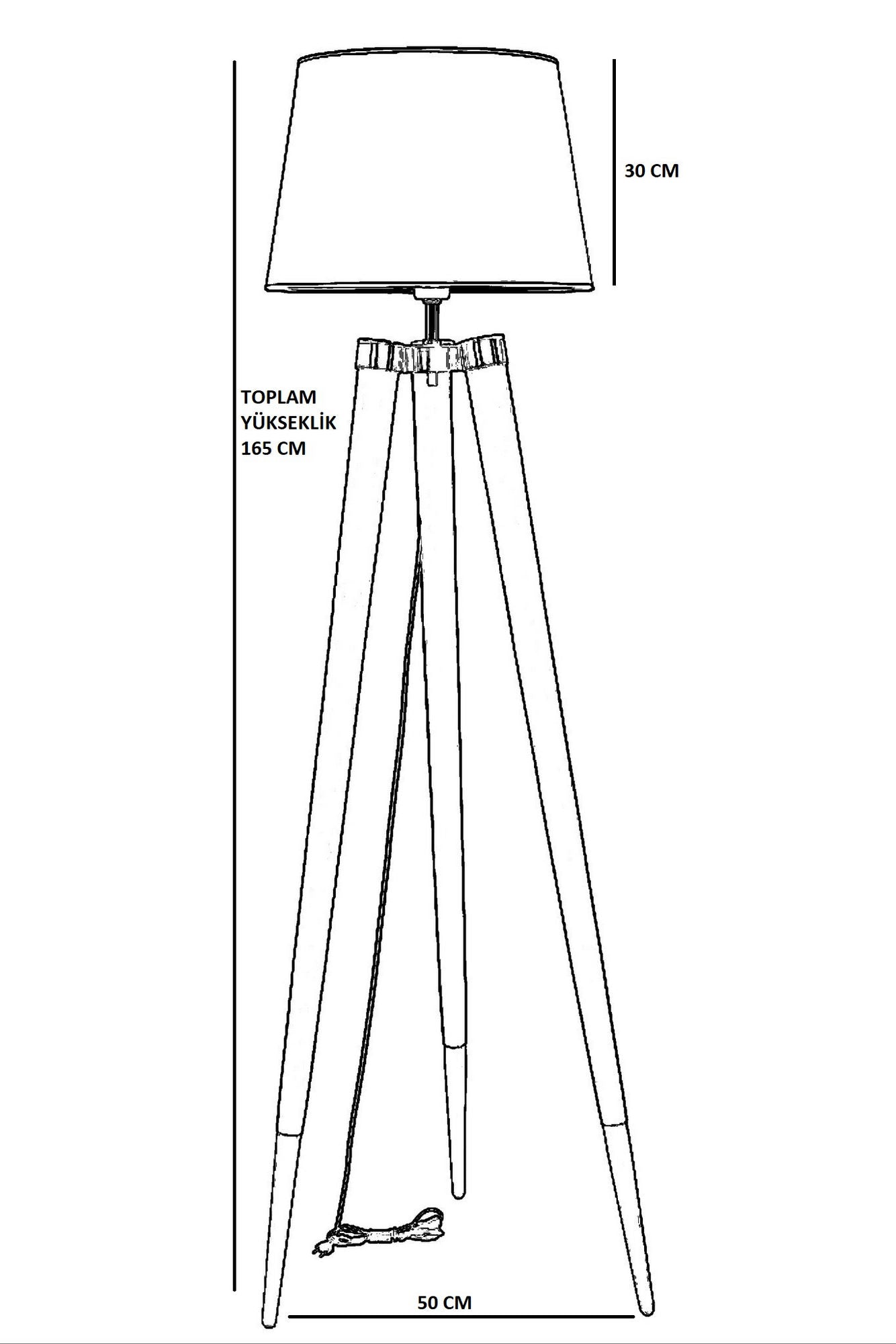 Candeeiro de Pé – 165 cm – Bege, Nogueira – Faia, Tecido