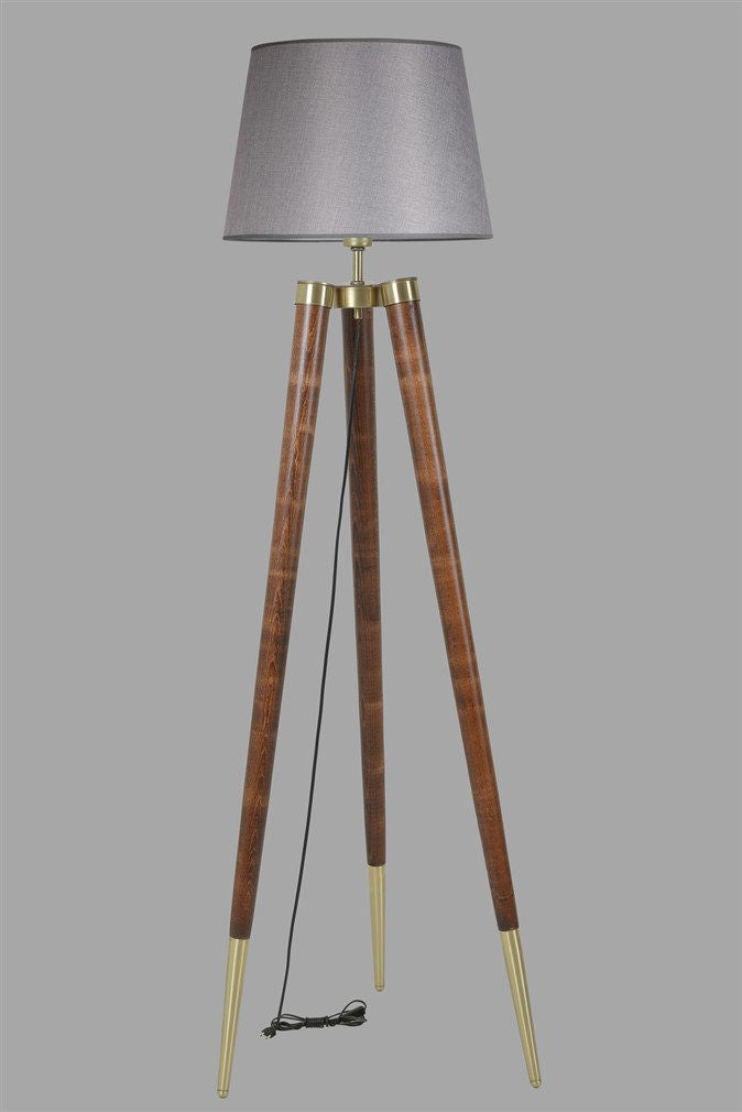 Candeeiro de Pé – 165 cm – Cinza e Nogueira – Hornbeam e Tecido