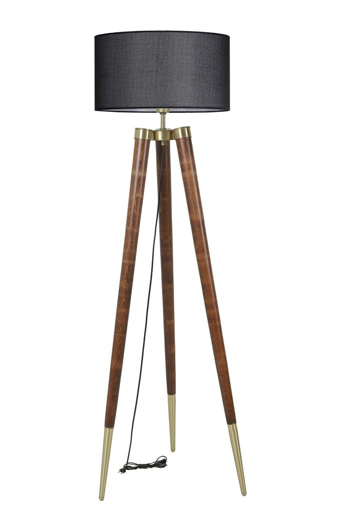 Candeeiro de Pé – 160 cm – Preto e Nogueira – Faia