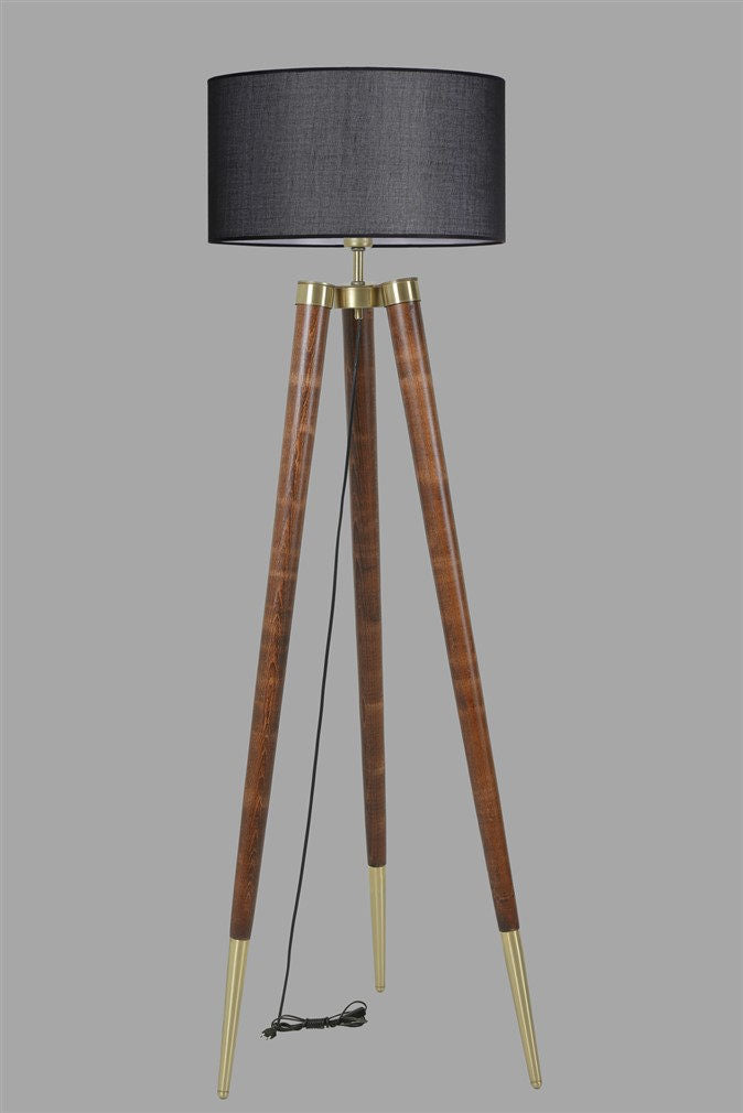Candeeiro de Pé – 160 cm – Preto e Nogueira – Faia