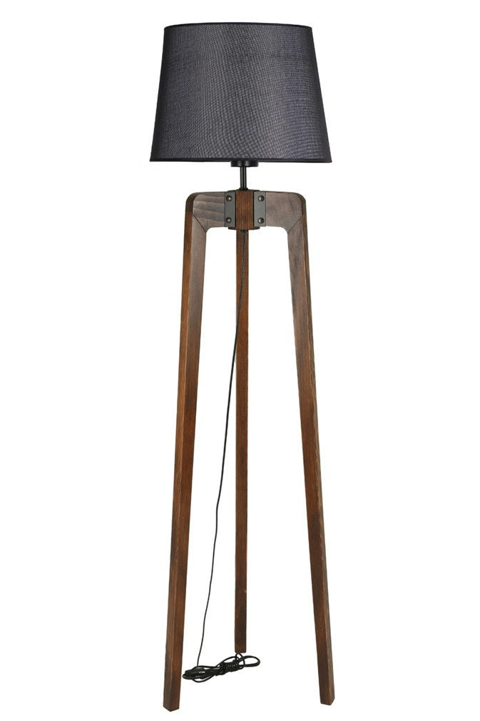 Candeeiro de Pé – 170 cm – Preto e Nogueira – Madeira de FIR