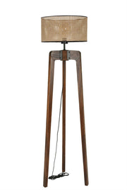 Candeeiro de Pé – 170 cm – Bege e Noz – Madeira de FIR