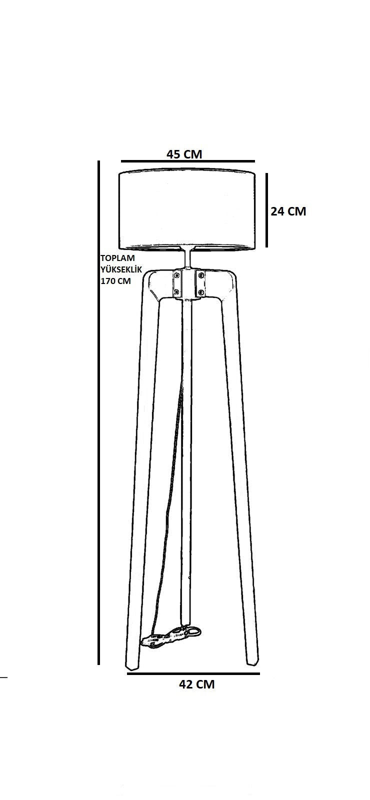 Candeeiro de Pé – 170 cm – Bege e Noz – Madeira de FIR