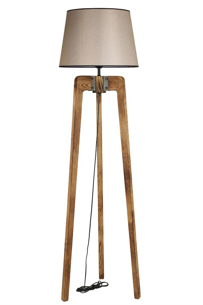 Candeeiro de Pé – 170 cm – Noz e Bege – Madeira de Fir