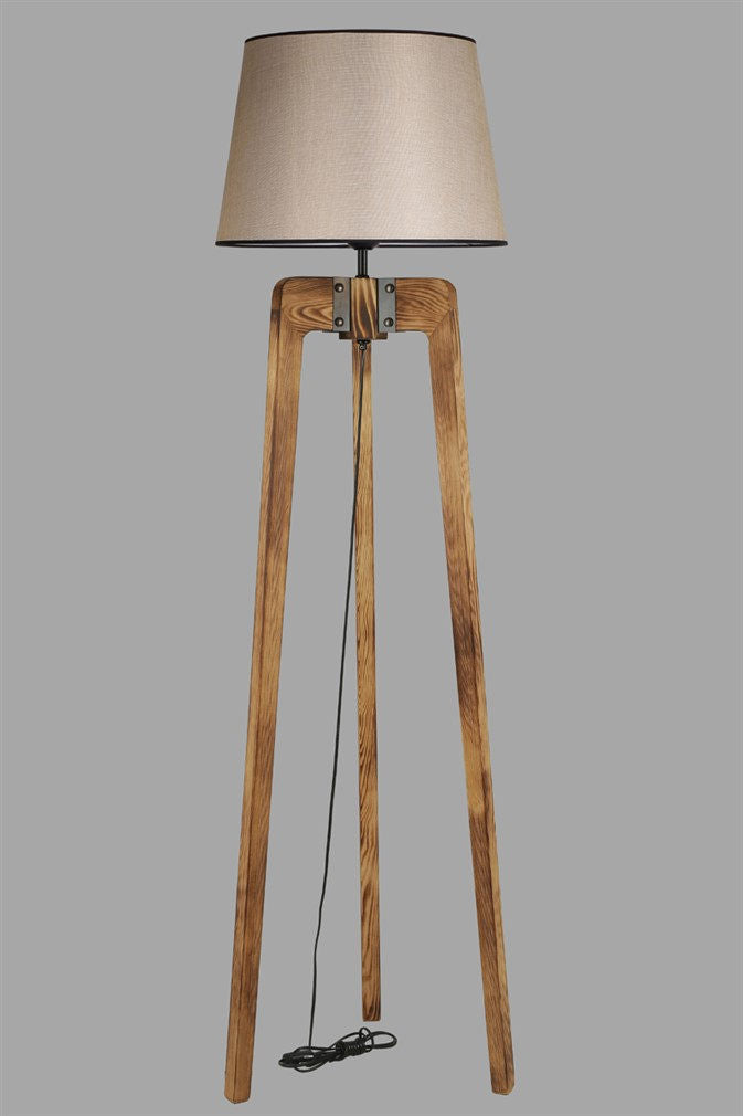 Candeeiro de Pé – 170 cm – Noz e Bege – Madeira de Fir