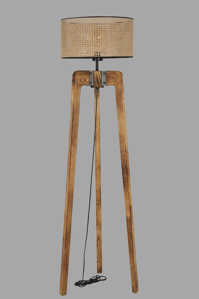 Candeeiro de Pé em Madeira de Fir – 170 cm – Bege – Rattan