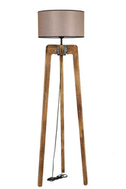 Candeeiro de Pé – 170 cm – Bege e Noz – Madeira de Fir