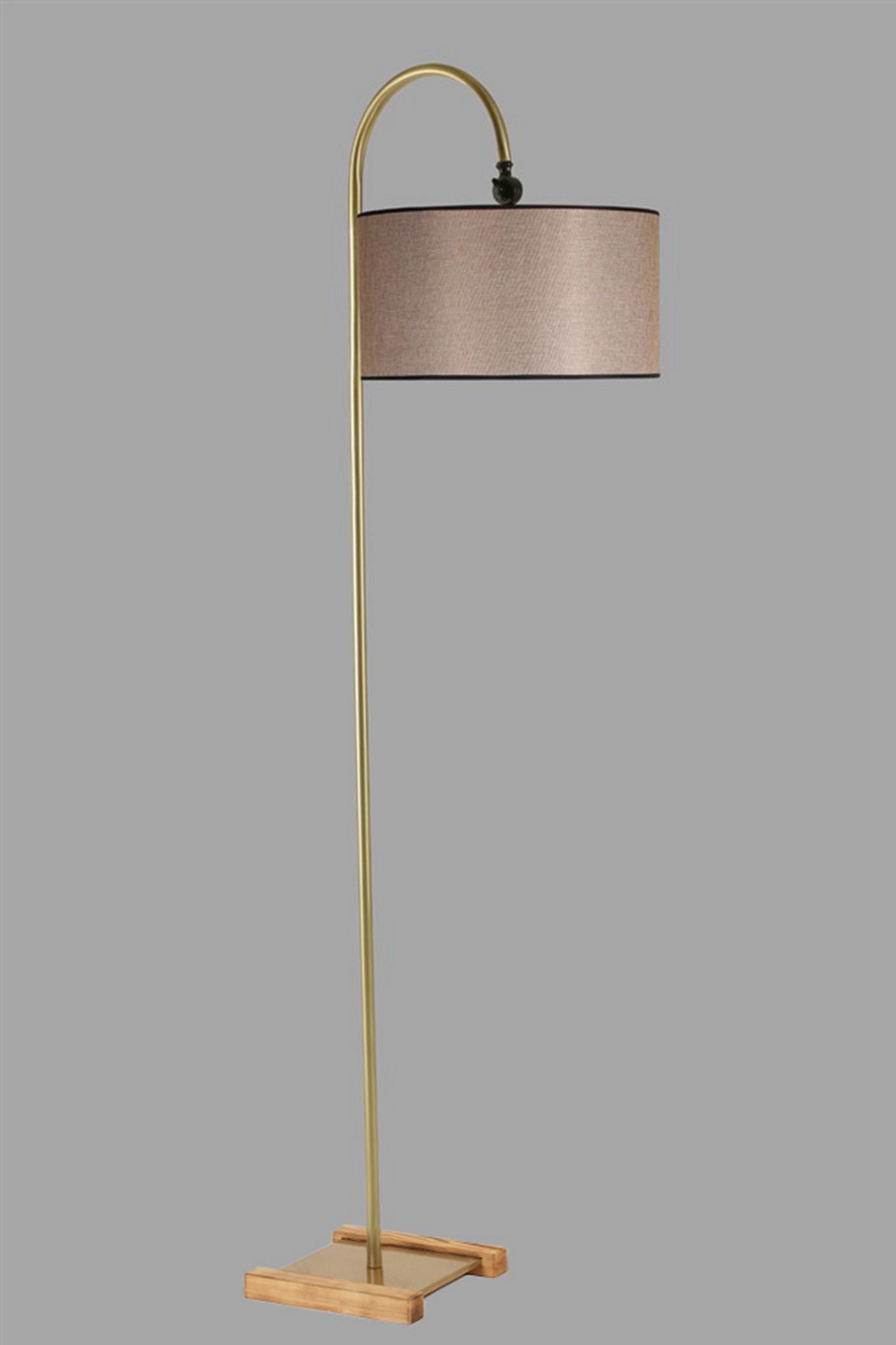Candeeiro de Pé – 165 cm – Bege e Dourado – Metálico