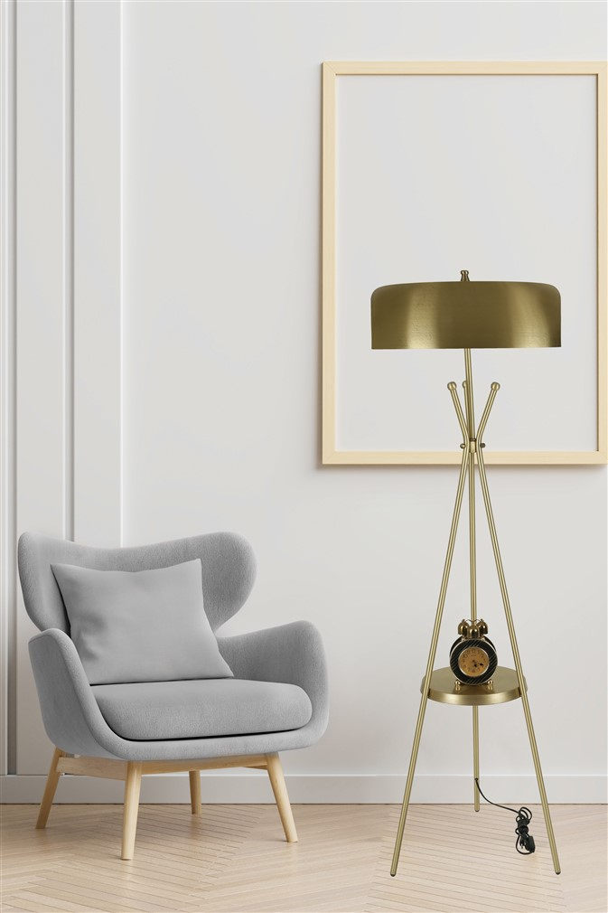 Candeeiro de Pé – 165 cm – Dourado – Metal