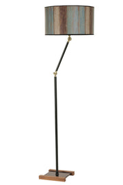 Candeeiro de Pé – 165 cm – Nogueira, Turquesa, Bege, Marrom – Metal