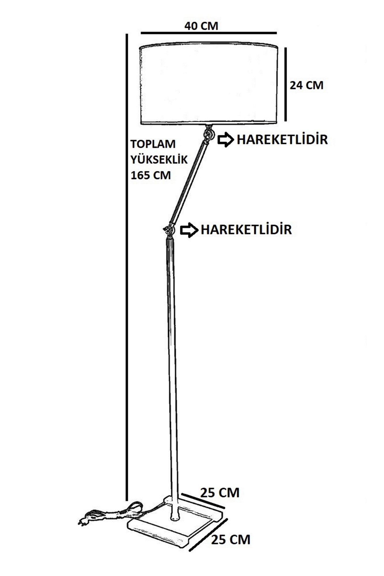 Candeeiro de Pé – 165 cm – Dourado e Bege – Metal e Tecido