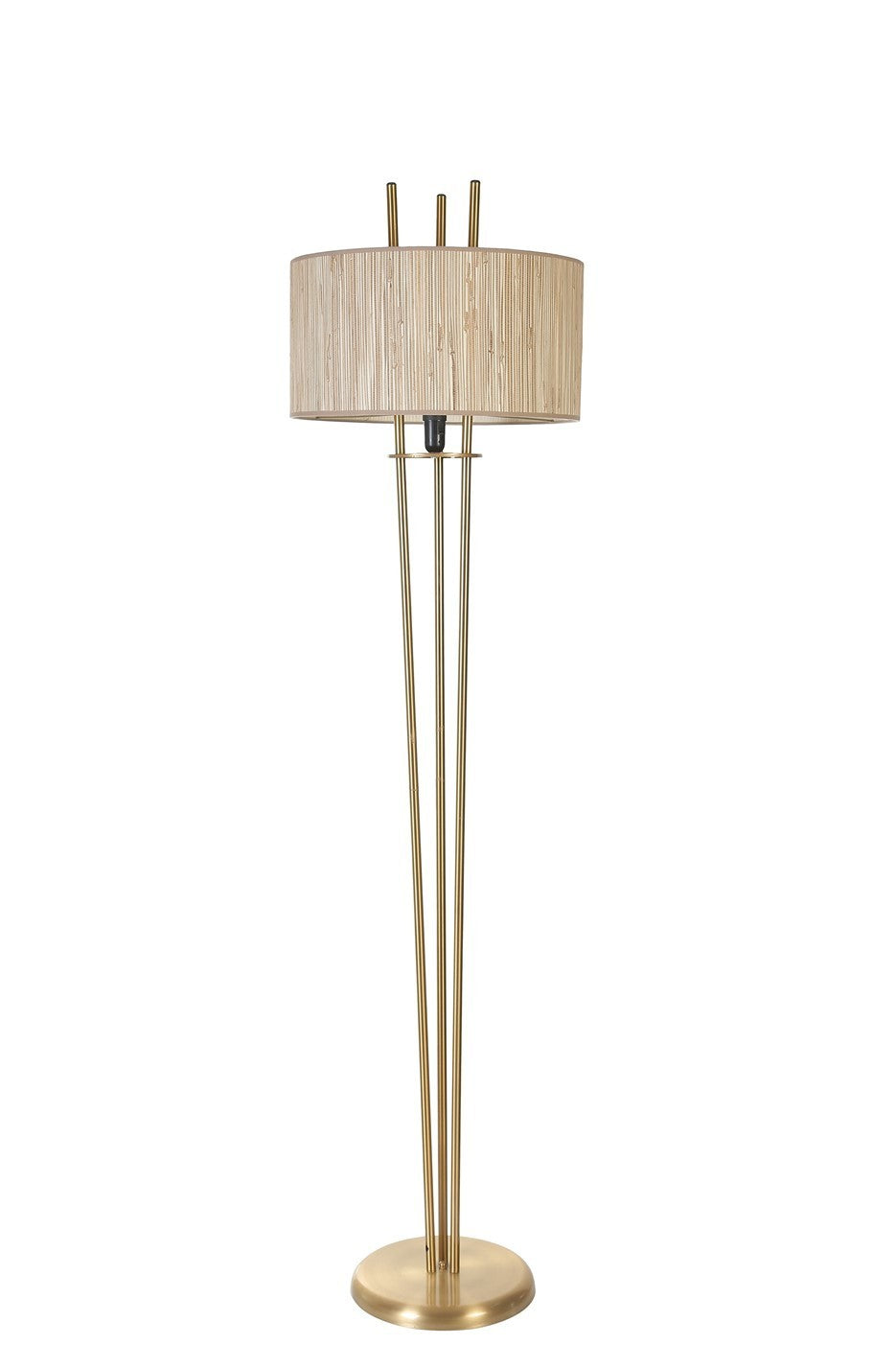 Candeeiro de Pé – 165 cm – Carvalho e Dourado – Metal e Bambu