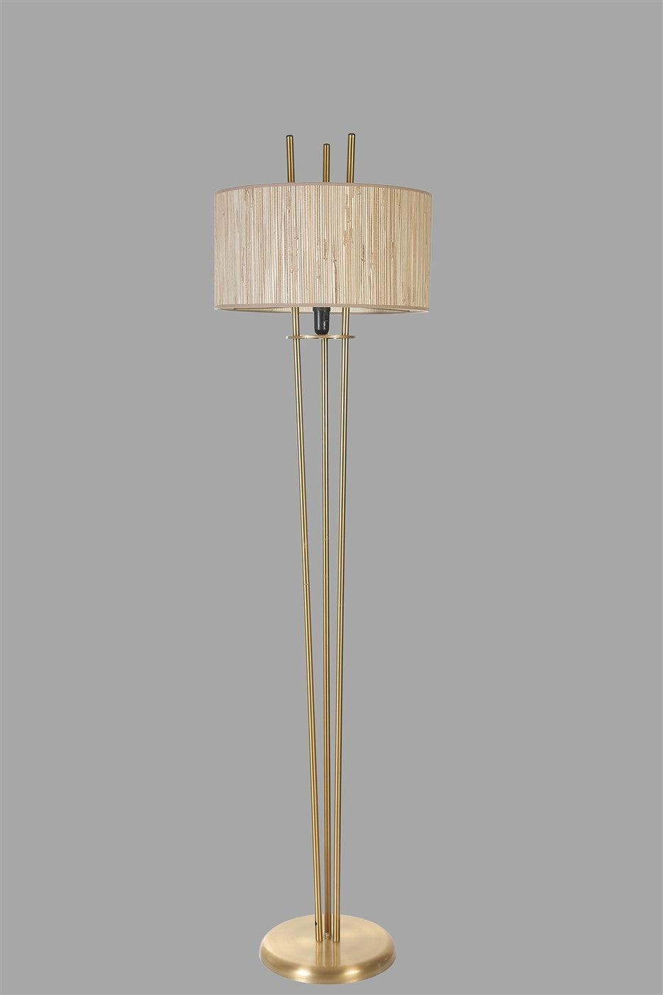 Candeeiro de Pé – 165 cm – Carvalho e Dourado – Metal e Bambu