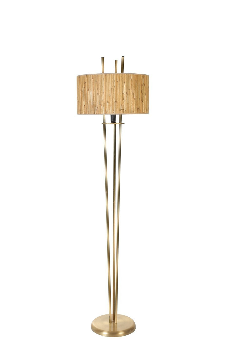 Candeeiro de Pé – 165 cm – Carvalho e Dourado – Metal e Bambu