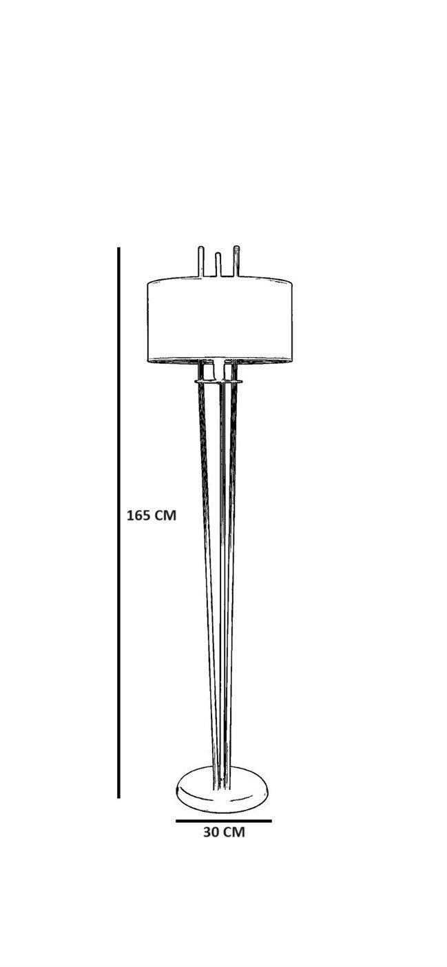 Candeeiro de Pé – 165 cm – Carvalho e Dourado – Metal e Bambu
