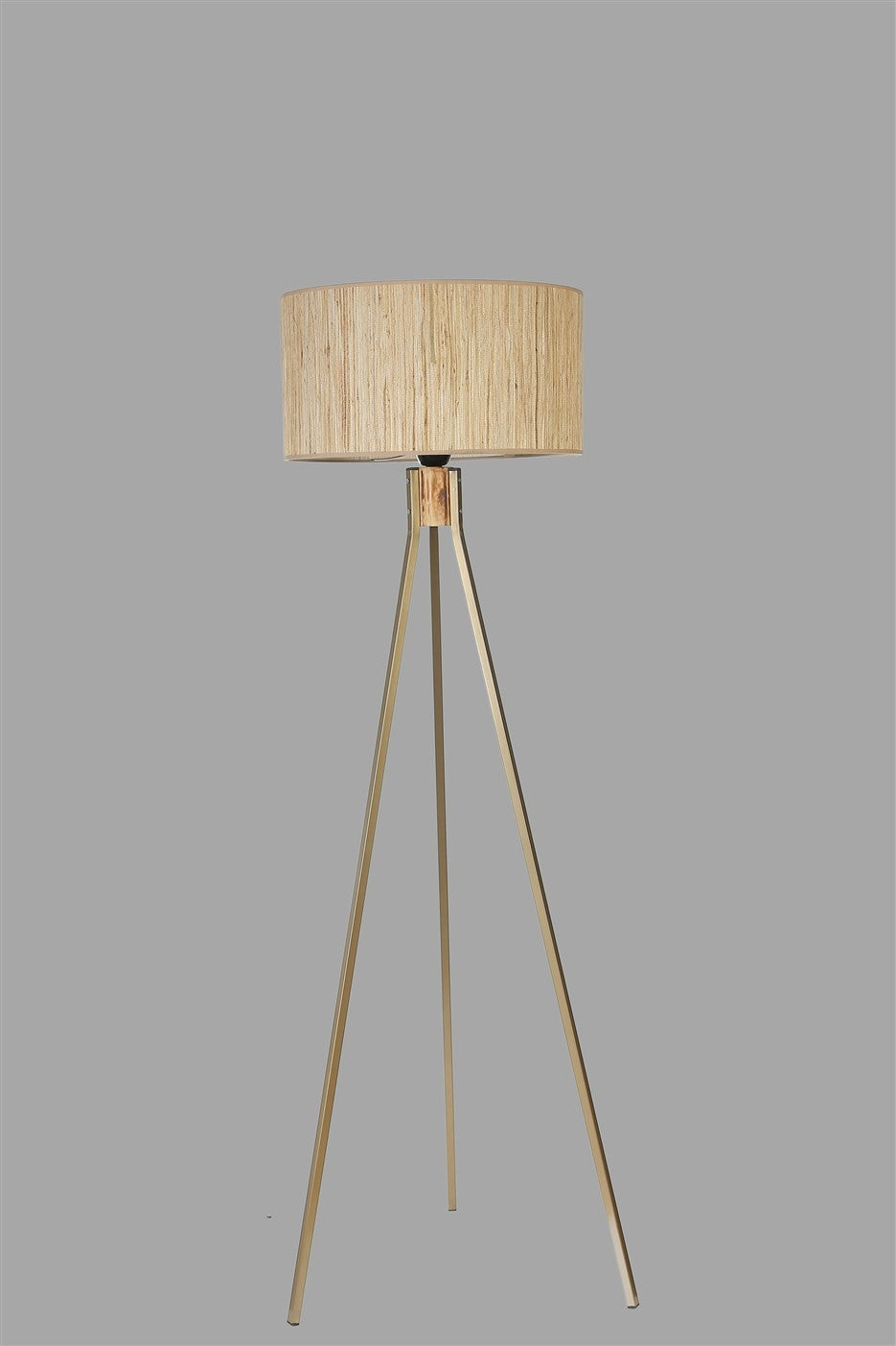 Candeeiro de Pé – 155 cm – Carvalho/Dourado – Metal/Madeira