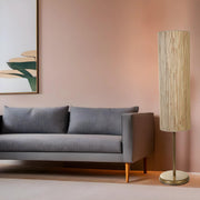 Candeeiro de Pé – 140 cm – Carvalho e Dourado – Metal e Bambu