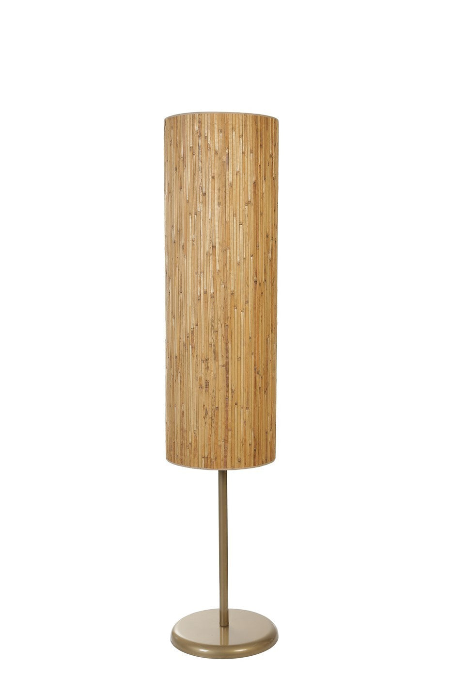 Candeeiro de Pé – 140 cm – Carvalho e Dourado – Metal e Bambu
