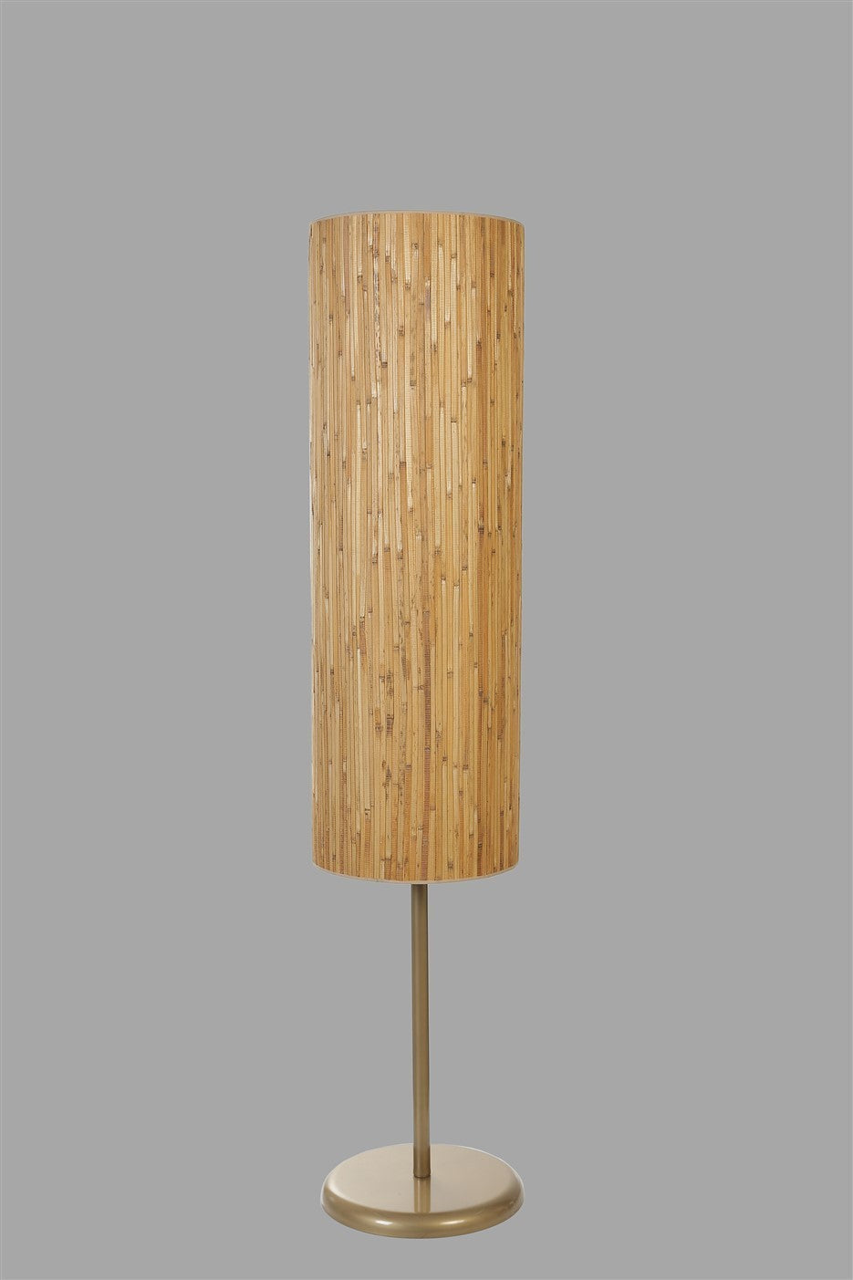 Candeeiro de Pé – 140 cm – Carvalho e Dourado – Metal e Bambu
