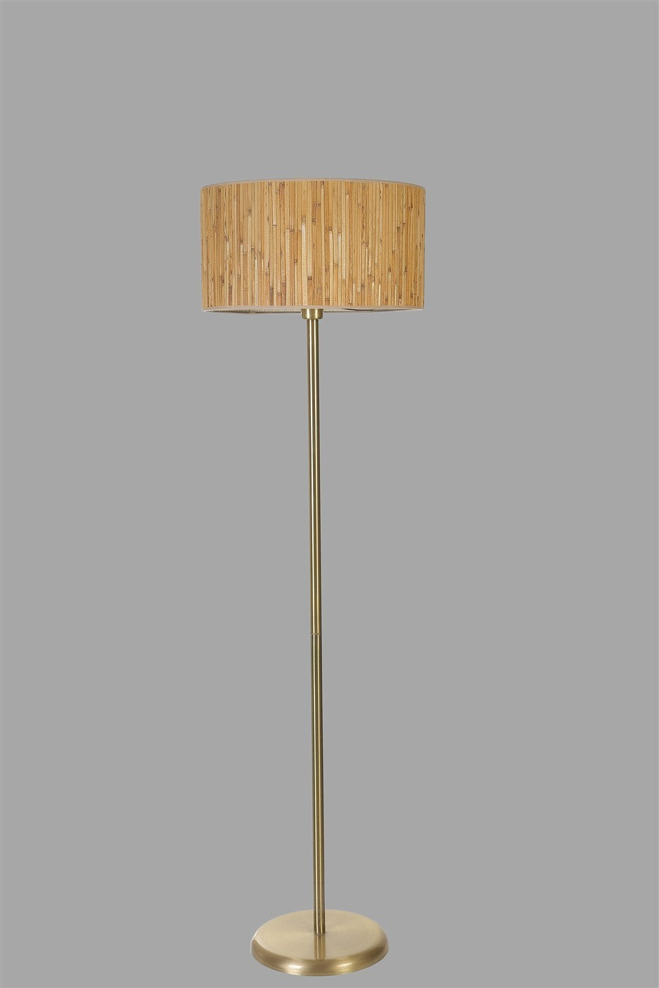 Candeeiro de Pé – 162 cm – Carvalho e Ouro – Metal e Bambu