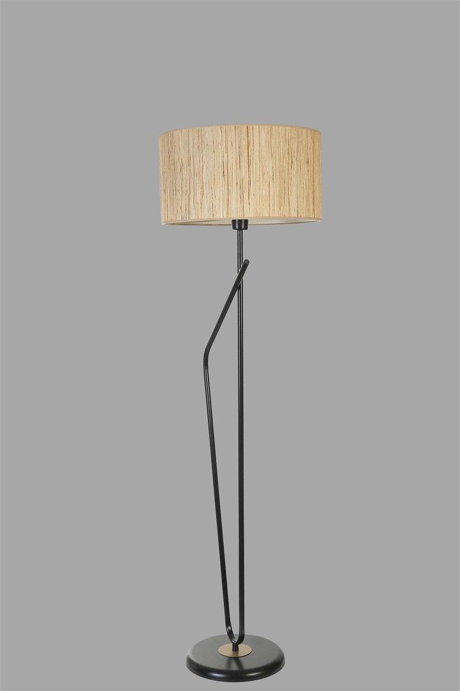 Candeeiro de Pé – 155 cm – Carvalho e Preto – Metal