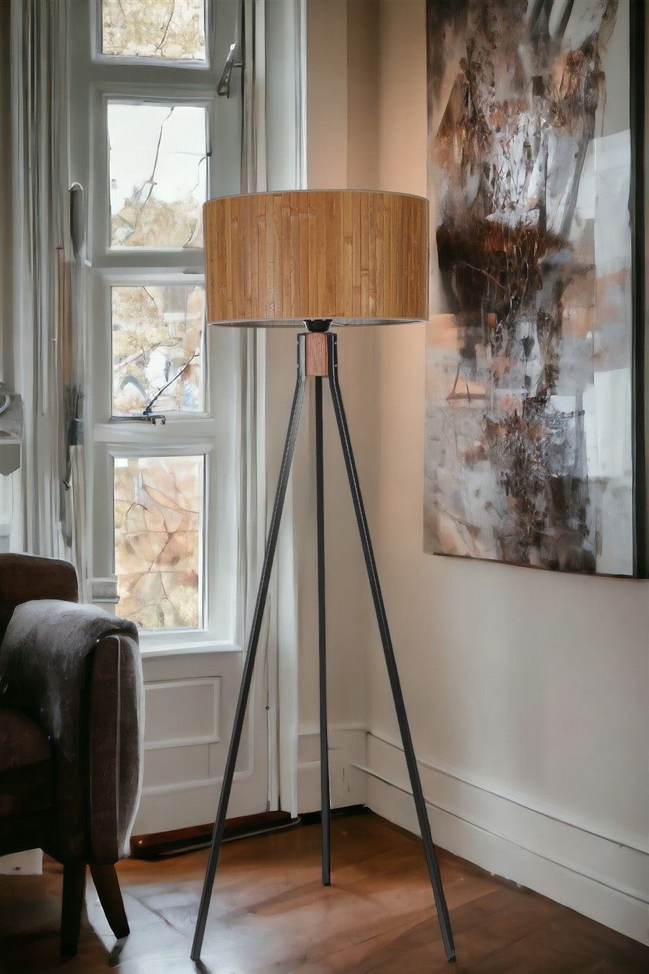 Candeeiro de Pé – 155 cm – Preto – Madeira
