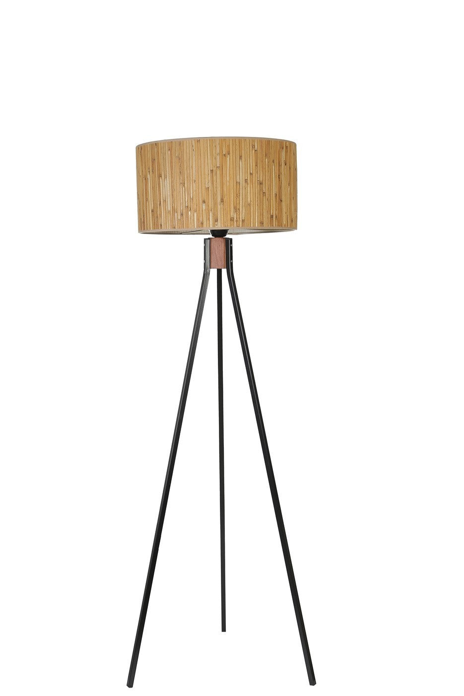 Candeeiro de Pé – 155 cm – Carvalho e Preto – Metal e Madeira