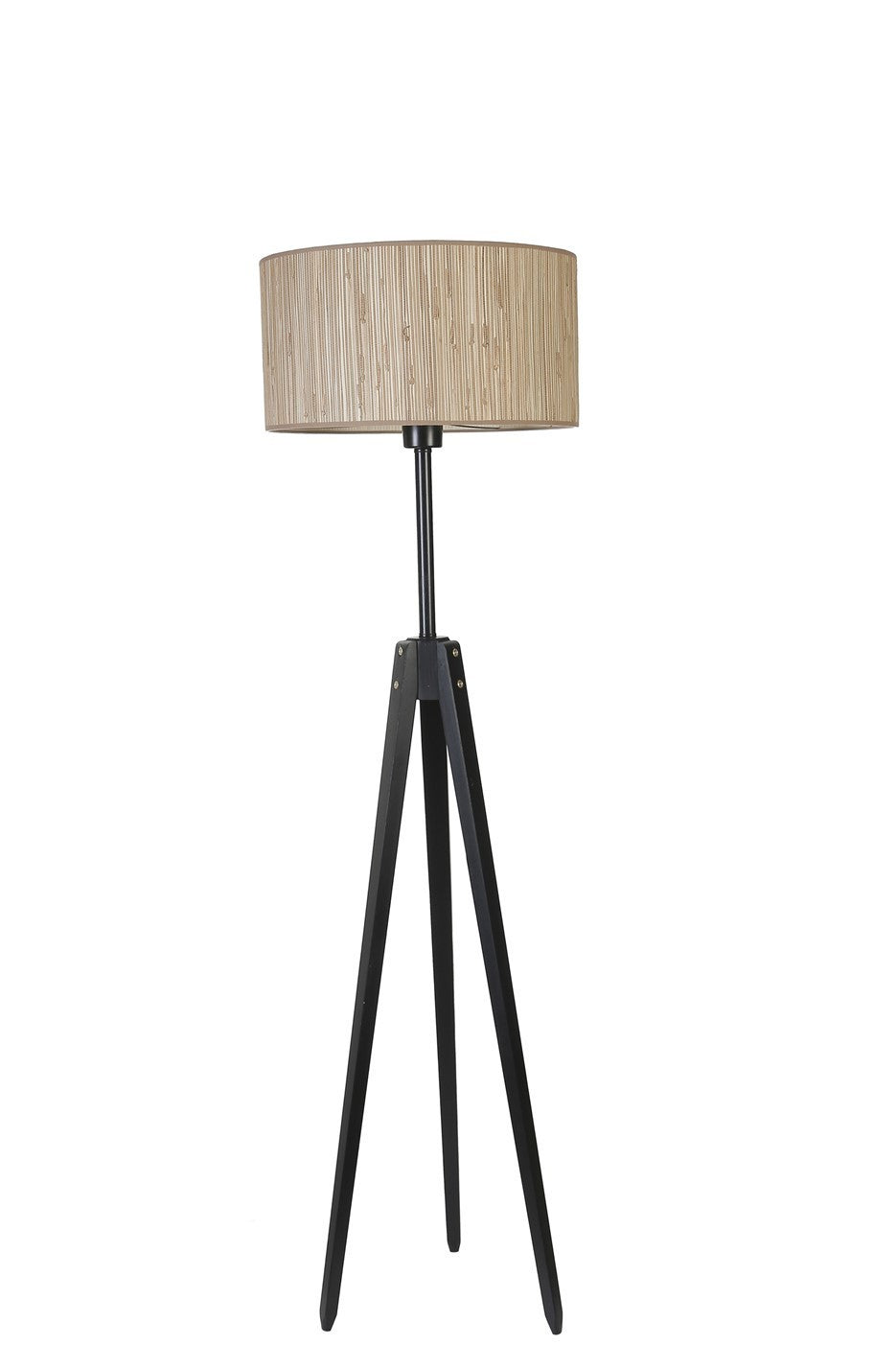 Candeeiro de Pé – 155 cm – Carvalho e Preto – Metal e Madeira