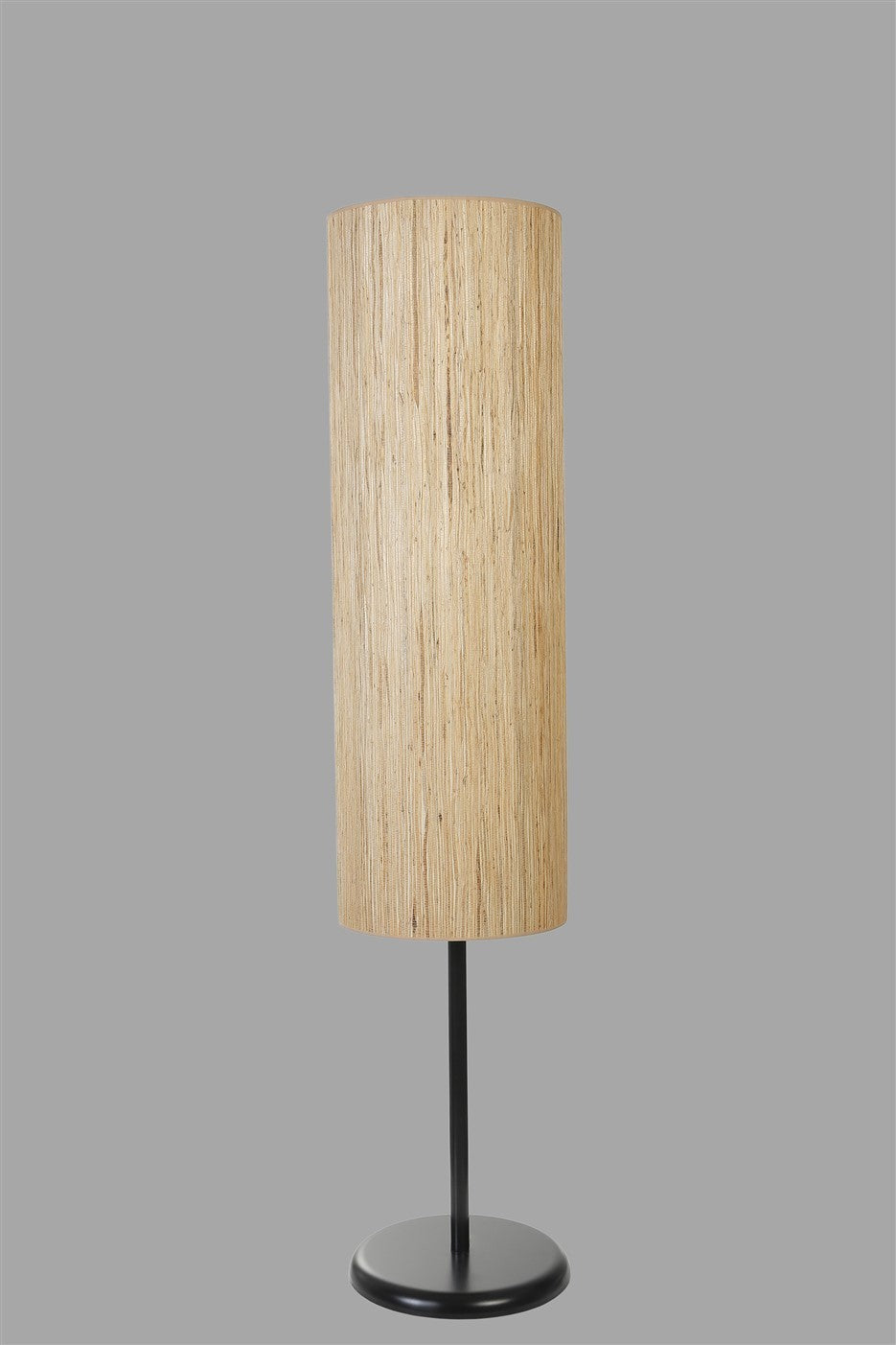 Candeeiro de Pé – 140 cm – Preto e Carvalho – Metal e Bambu