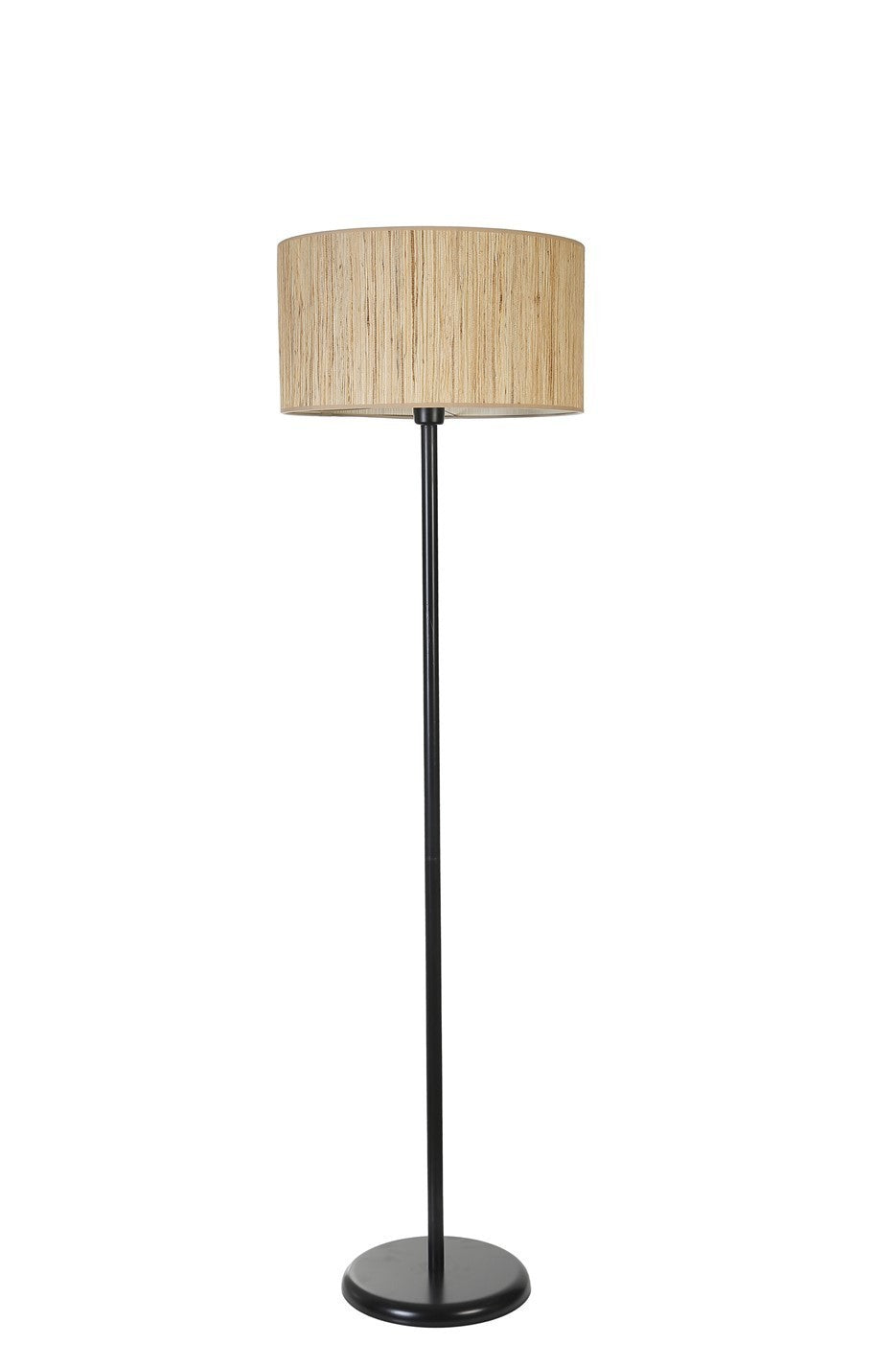Candeeiro de Pé – 162 cm – Preto e Carvalho – Metal e Bambu