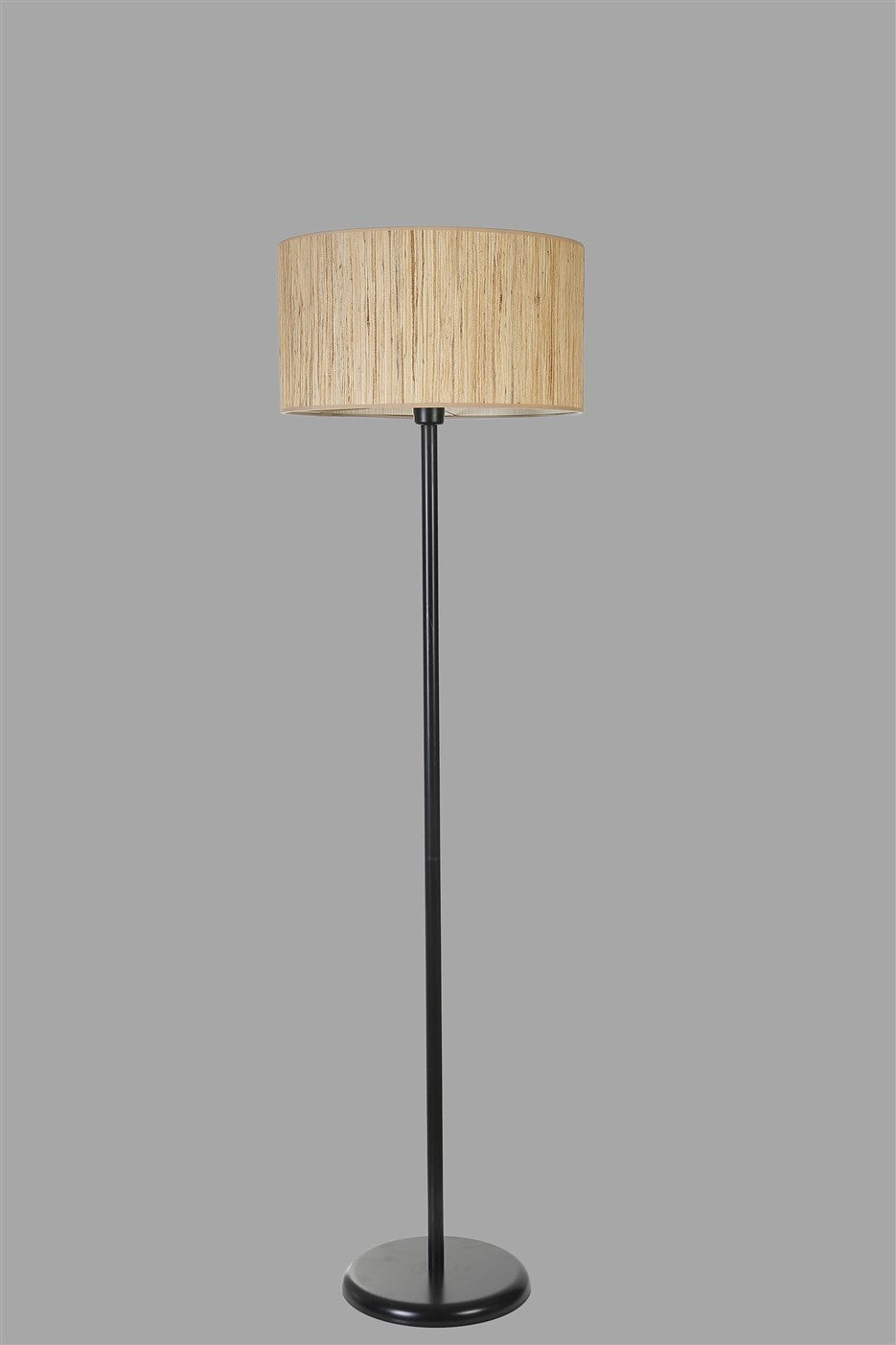 Candeeiro de Pé – 162 cm – Preto e Carvalho – Metal e Bambu