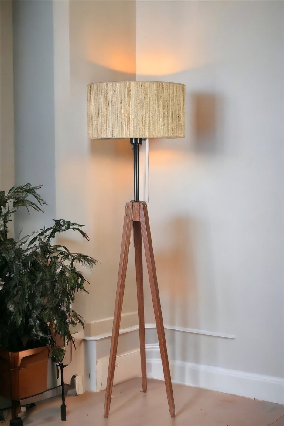 Candeeiro de Pé – 155 cm – Carvalho, Noz – Metal, Madeira