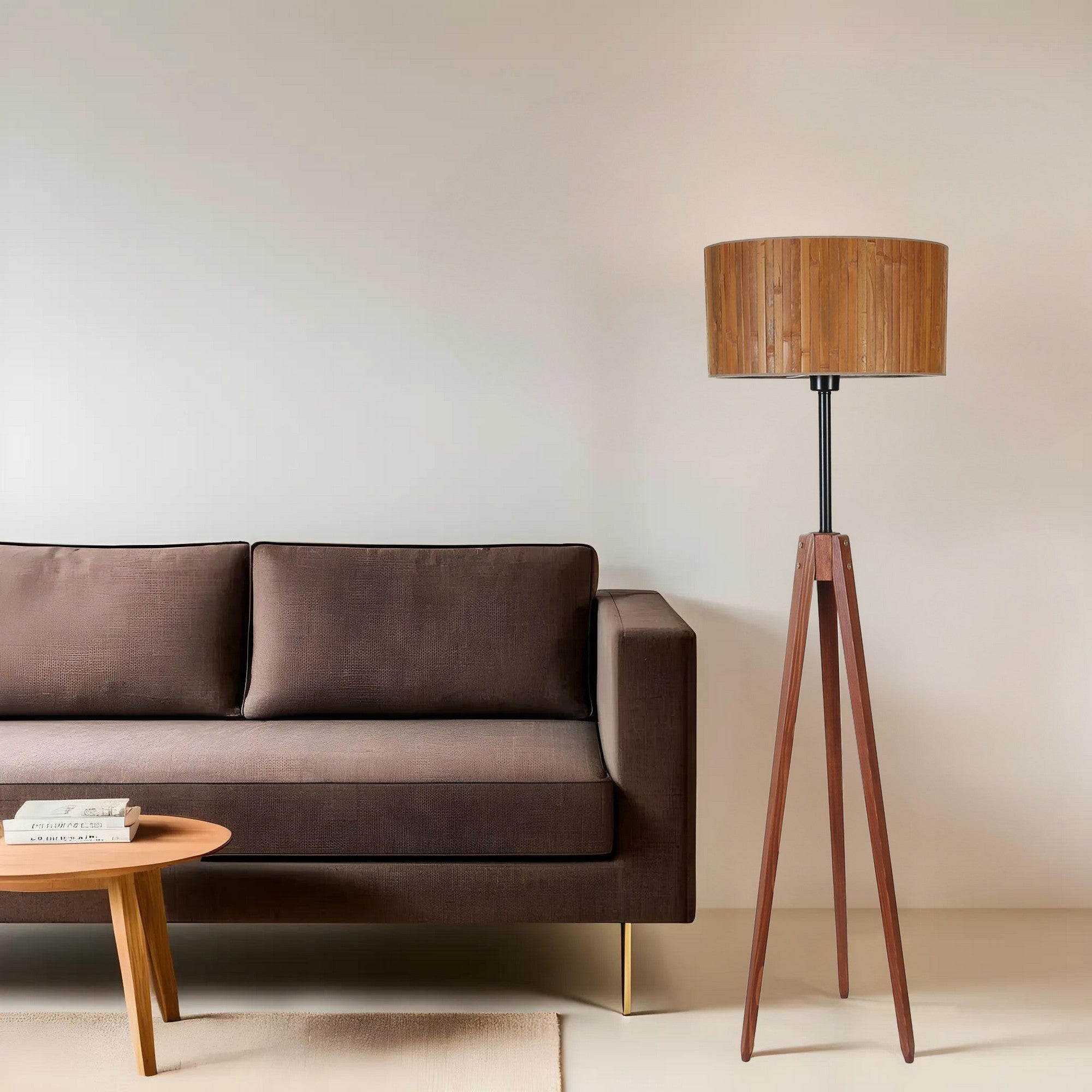 Candeeiro de Pé – 155 cm – Noz – Metal e Madeira