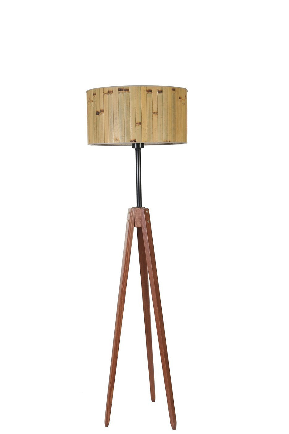 Candeeiro de Pé – 155 cm – Carvalho e Noz – Metal e Madeira