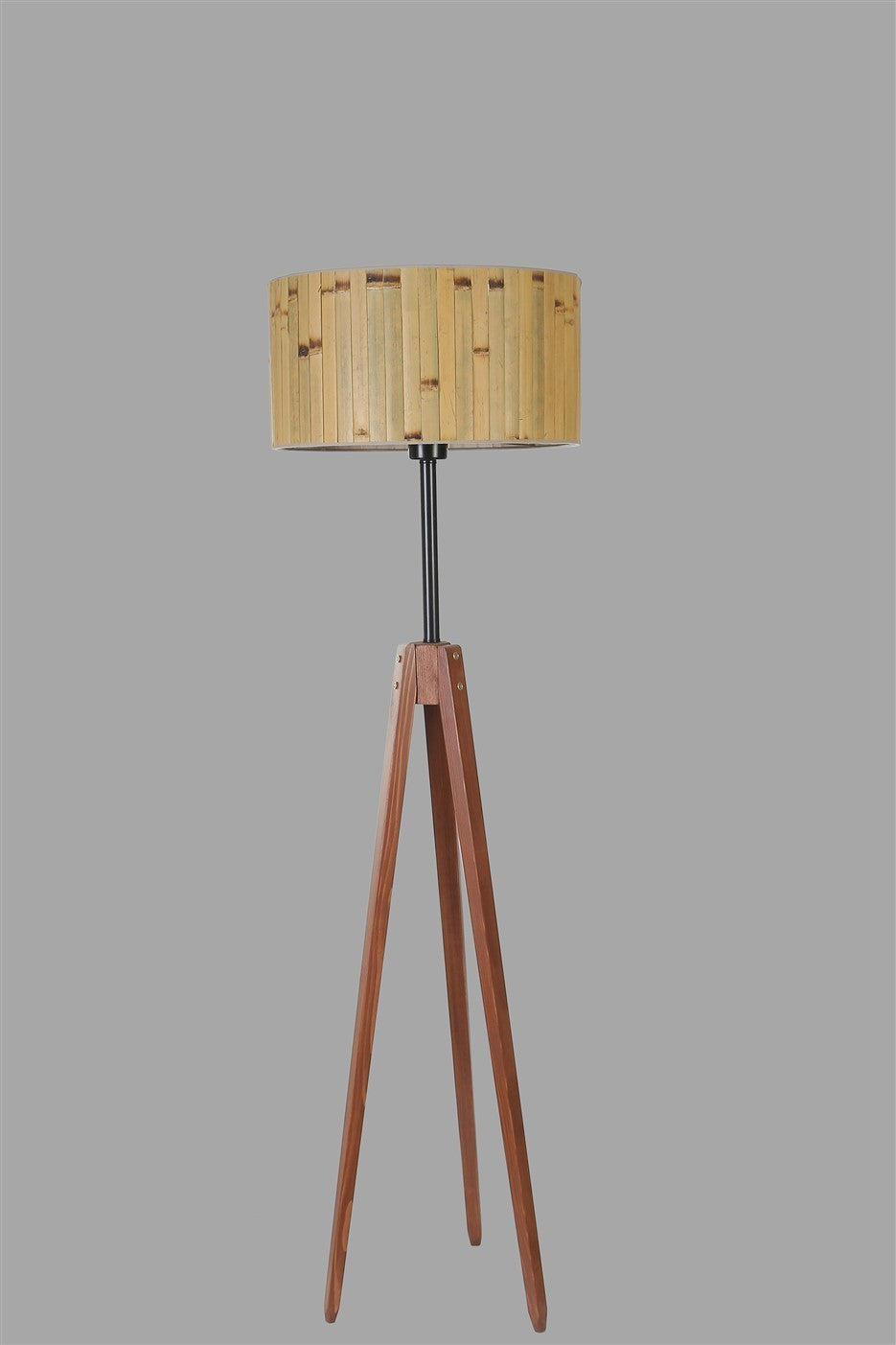 Candeeiro de Pé – 155 cm – Carvalho e Noz – Metal e Madeira