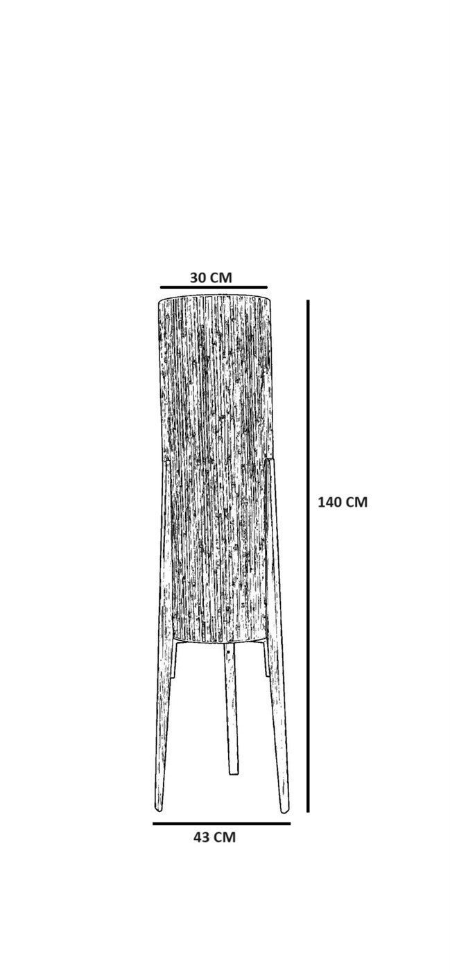 Candeeiro de Pé – 140 cm – Carvalho e Noz – Metal ou Madeira