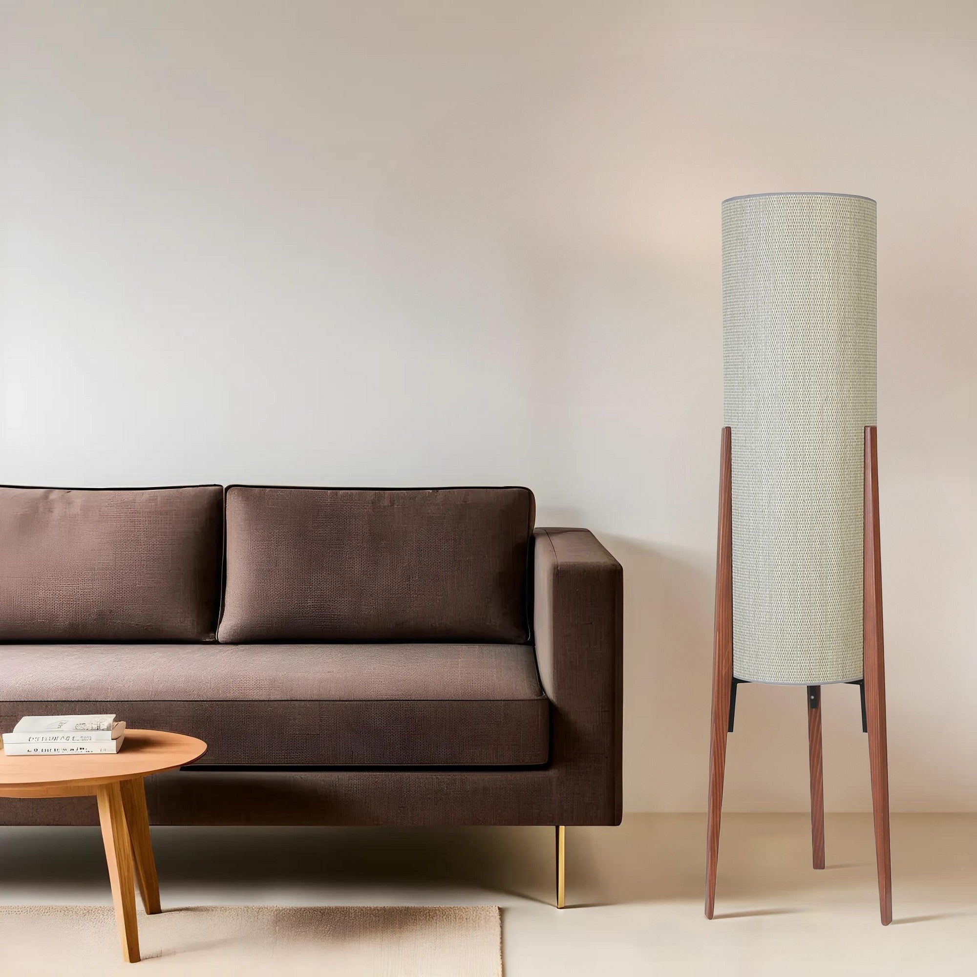 Candeeiro de Pé – 140 cm – Branco e Noz – Metal ou Madeira